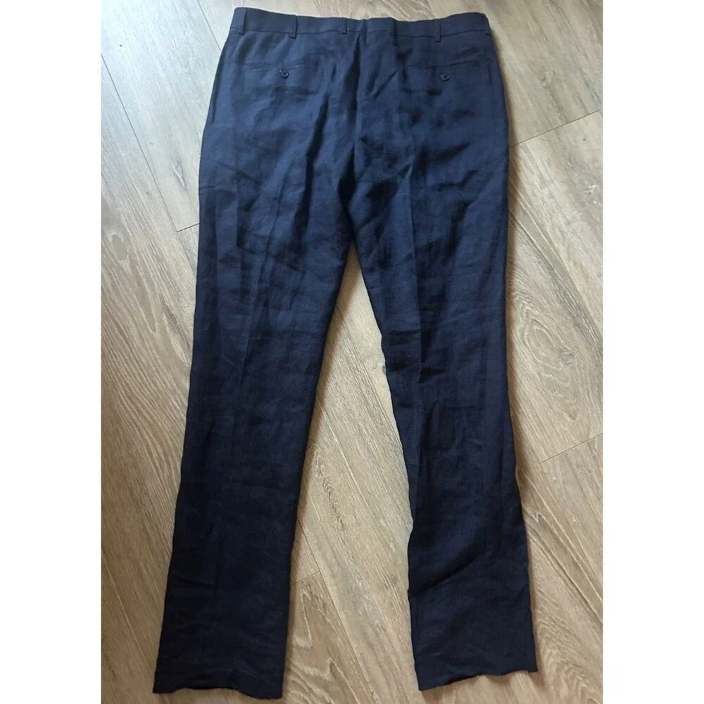 Nordstrom Men’s NWT Henrik Trim Fit Linen Suit Separate Pants Navy Size 38W